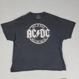 AC/DC Shirt Mens 3XL Black Graphic Tour 1980-1981 Reg Fit Cotton Back In Black